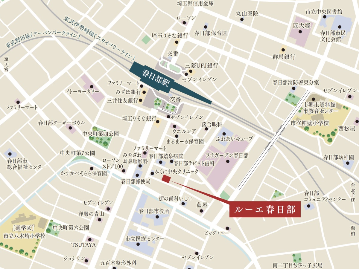 ルーエ春日部への地図